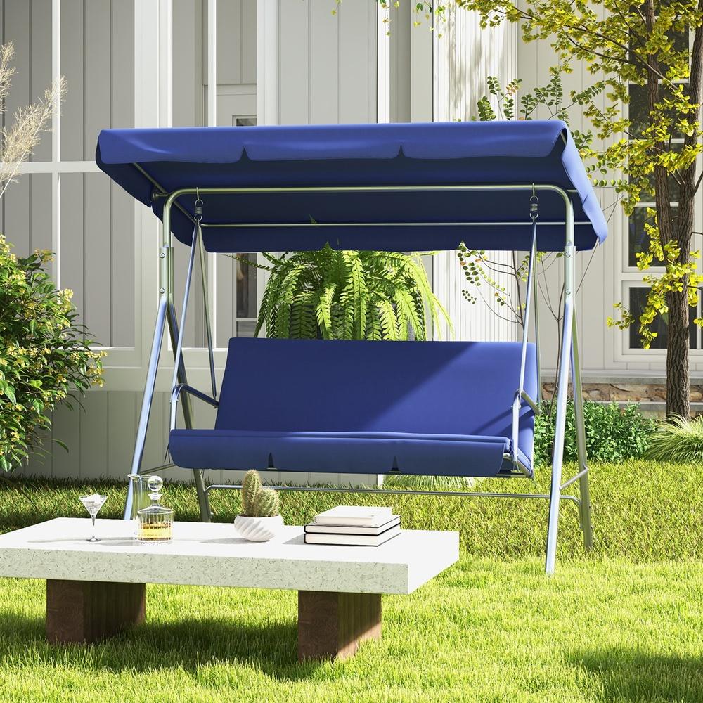 Milano Decor Outdoor 3 Seater Swing Bench Seat Dark Blue
