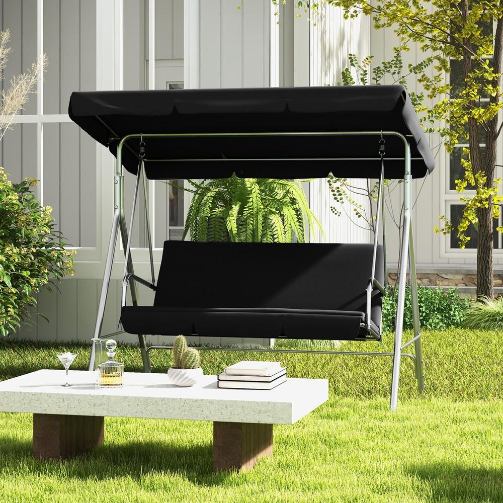 Milano Decor Outdoor 3 Seater Swing Bench Seat Black