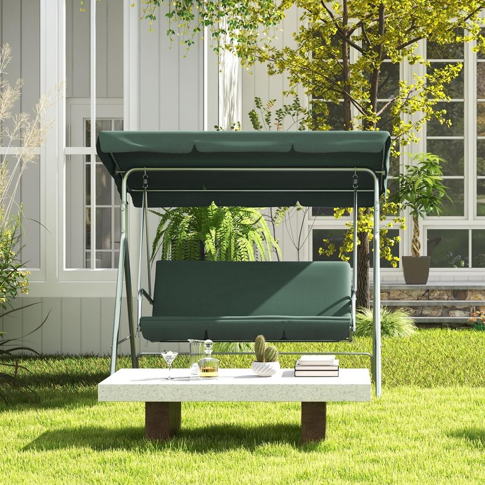Milano Decor Outdoor 3 Seater Swing Bench Seat Dark Green