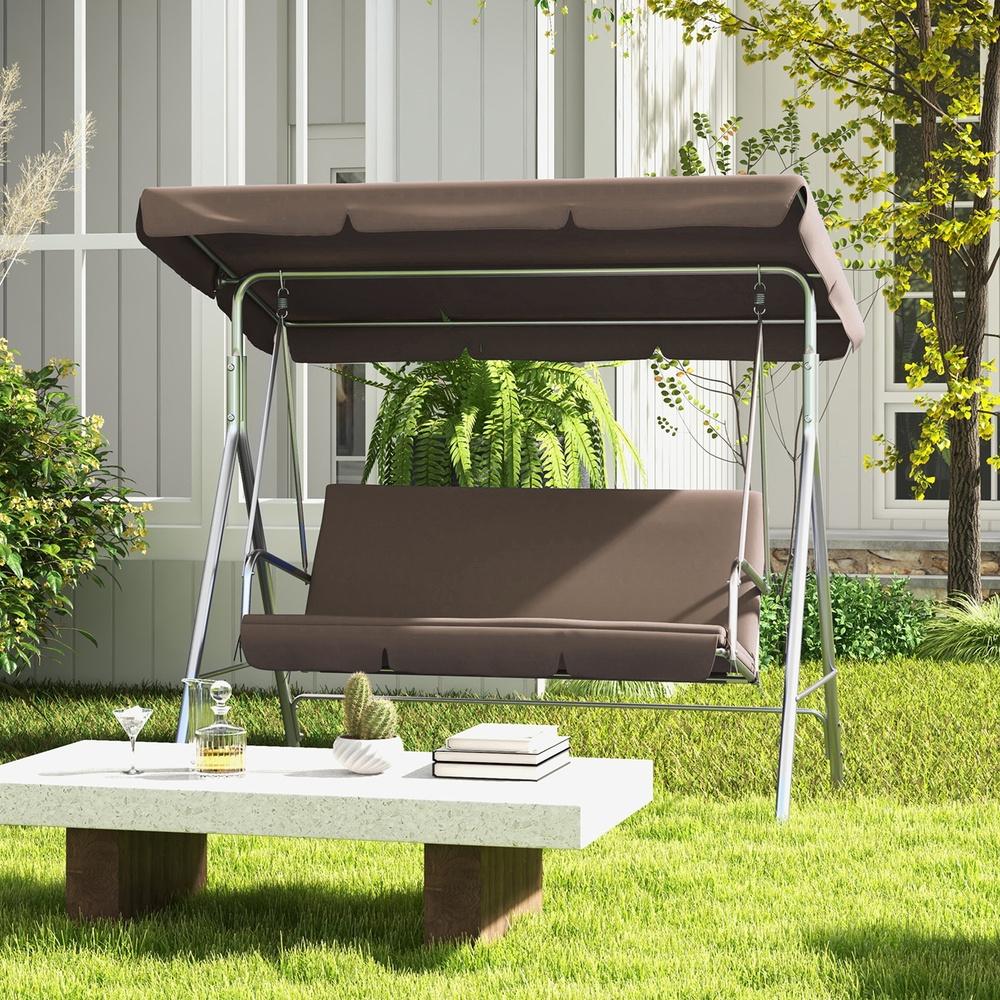 Milano Decor Outdoor 3 Seater Swing Bench Seat Coffee