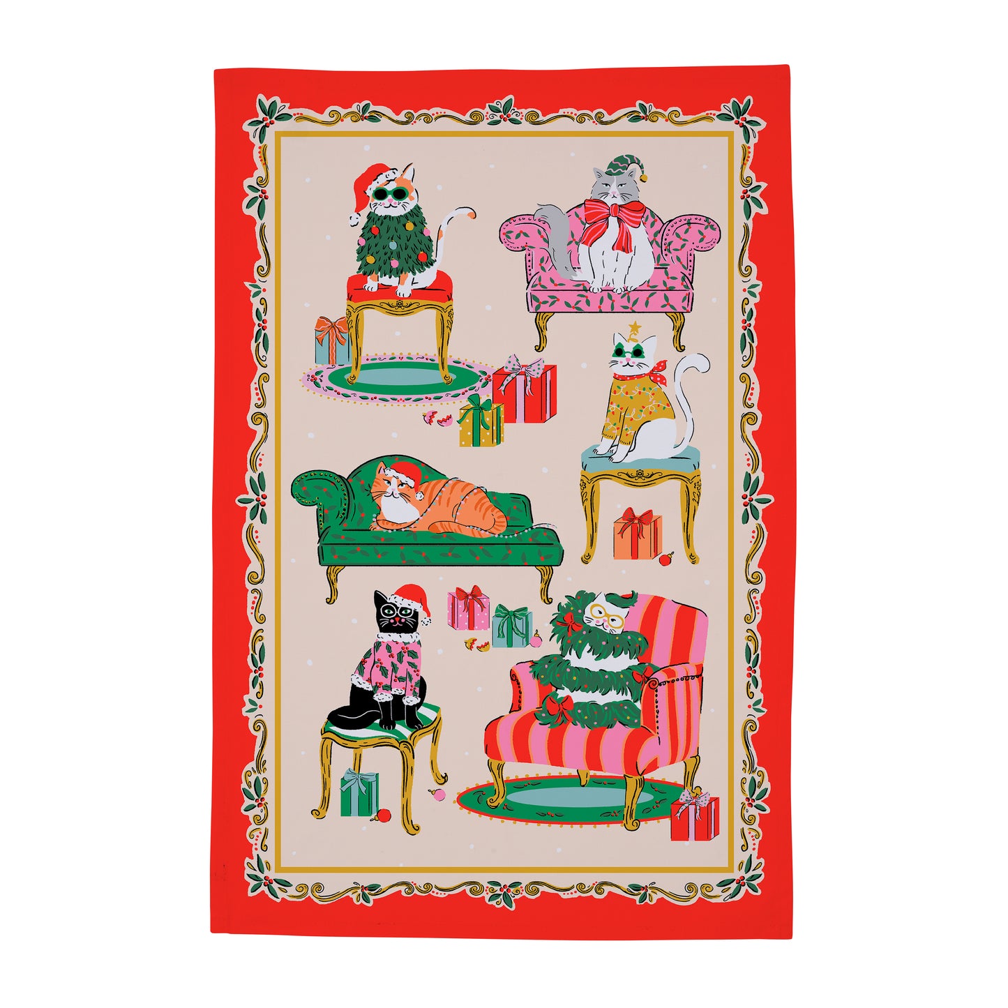 Ulster Weavers Christmas Cool Cats Tea Towel