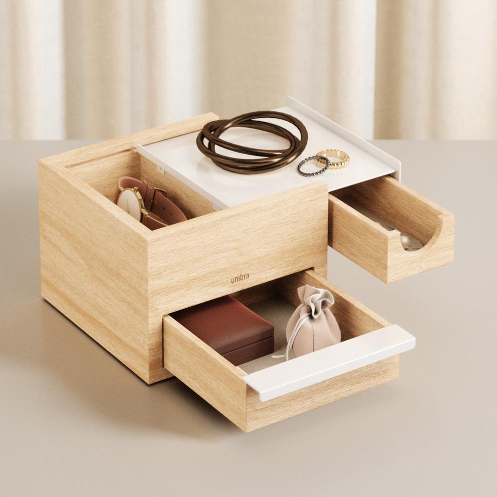 Umbra Stowit Mini Jewellery Box White/Natural