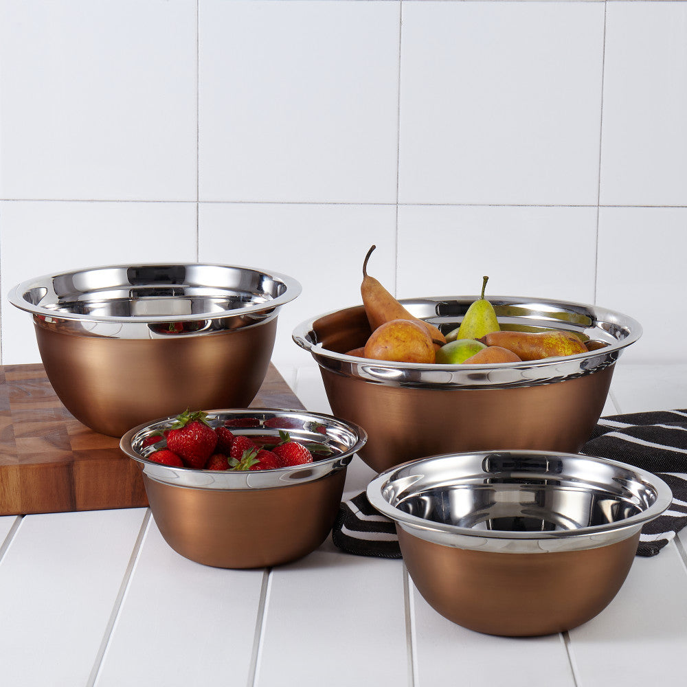 Academy Edwin Copper Tone 4 Piece Stainless Steel Mixing Bowl Set