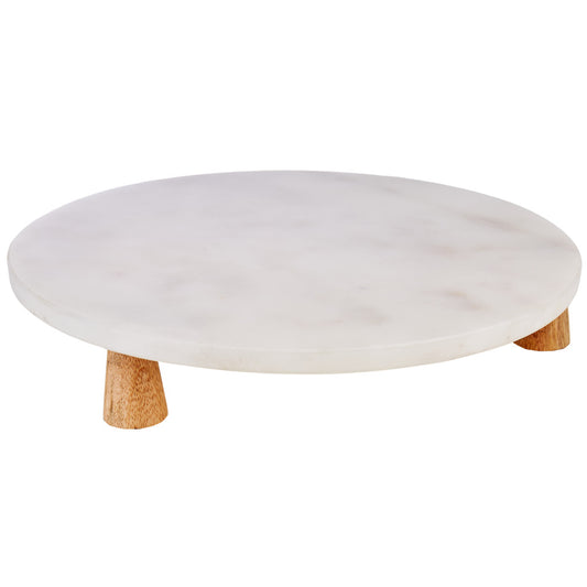 Academy Eliot Marble & Wood Platter Round