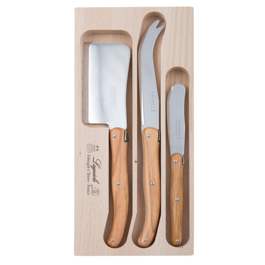 Andre Verdier Debutant 3 Piece Cheese Knife Set Olive Wood