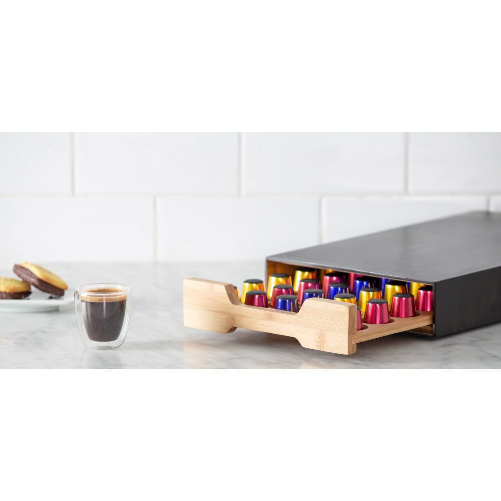 Leaf & Bean Bamboo Coffee Machine Board With Capsule Drawer