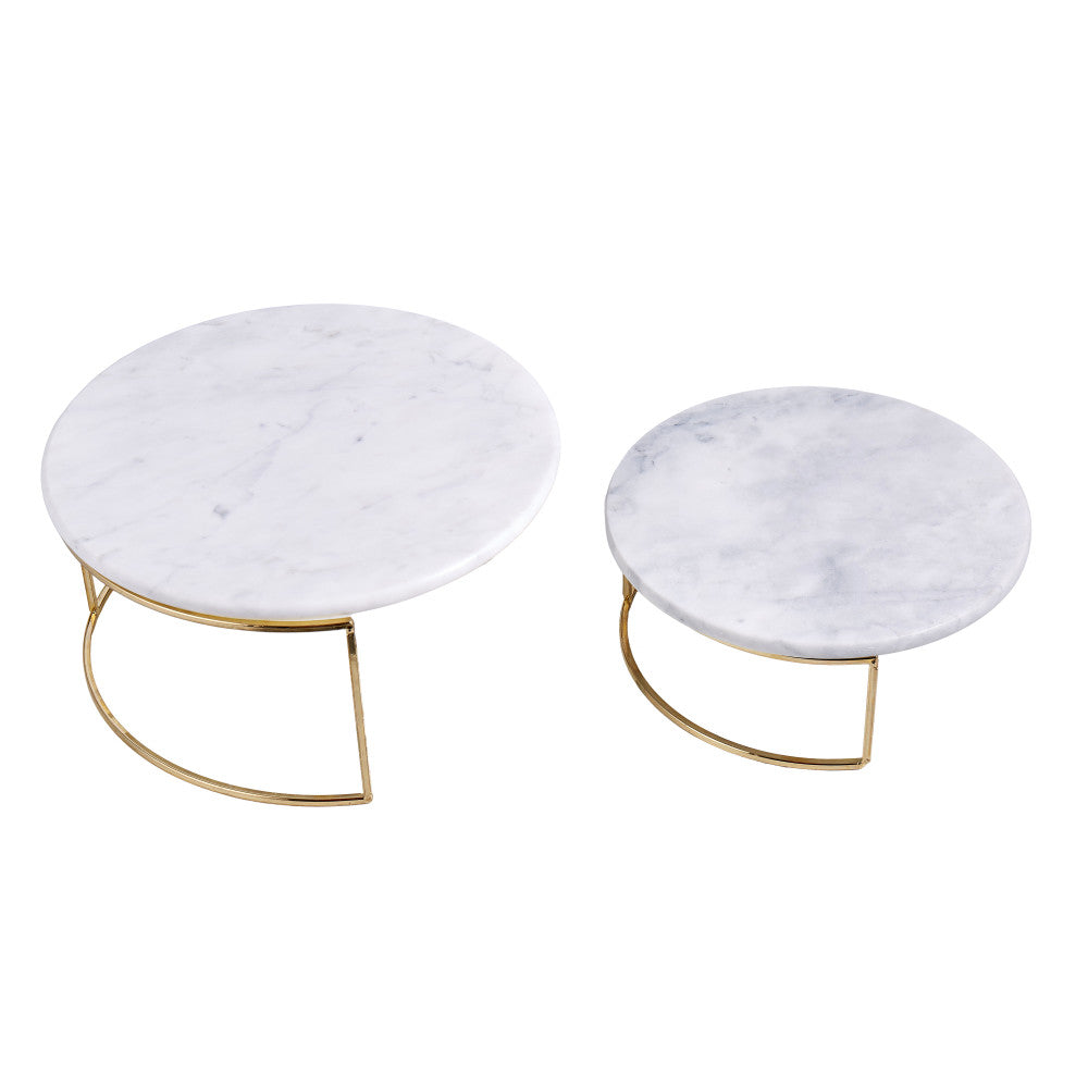 Davis & Waddell Nuvolo Round Marble Set of 2 Cake Stands