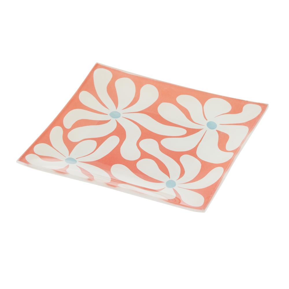 Emporium Lulu Glass Square Flower Plate orange - House
