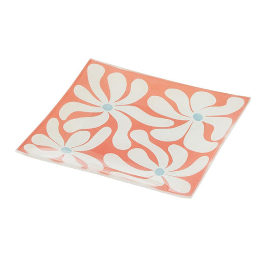 Emporium Lulu Glass Square Flower Plate orange - House
