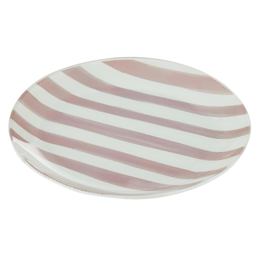 Emporium Lulu Glass Stripe Plate Purple at House