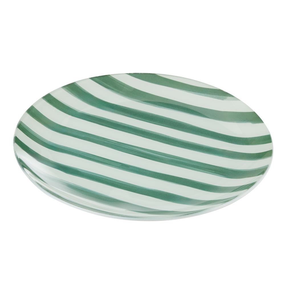Emporium Lulu Glass Stripe Plate Green at House