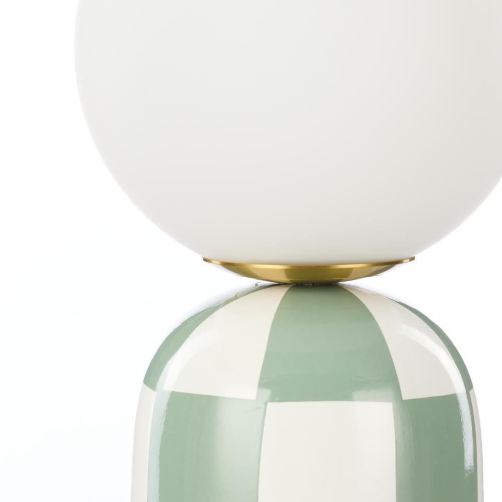 Green and White Check with round head lamp - Emporium Archie Table Lamp - House