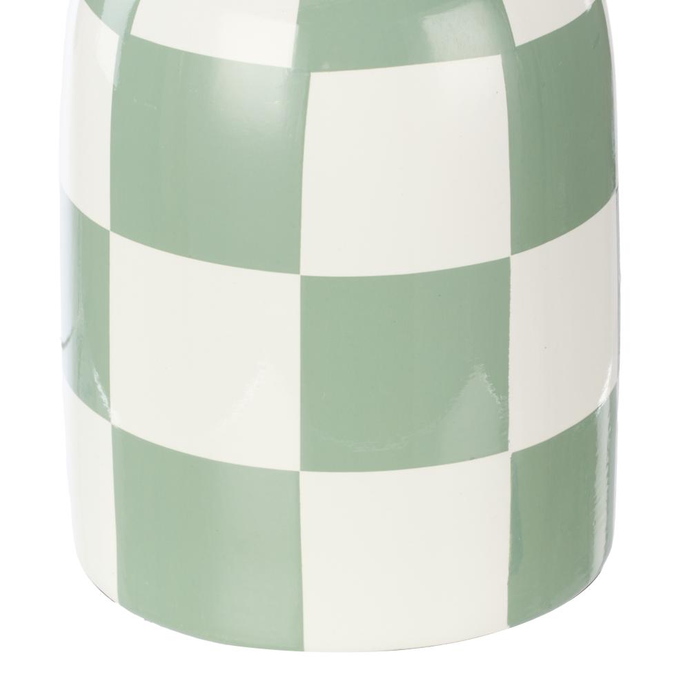 Green and White Check with round head lamp - Emporium Archie Table Lamp - House