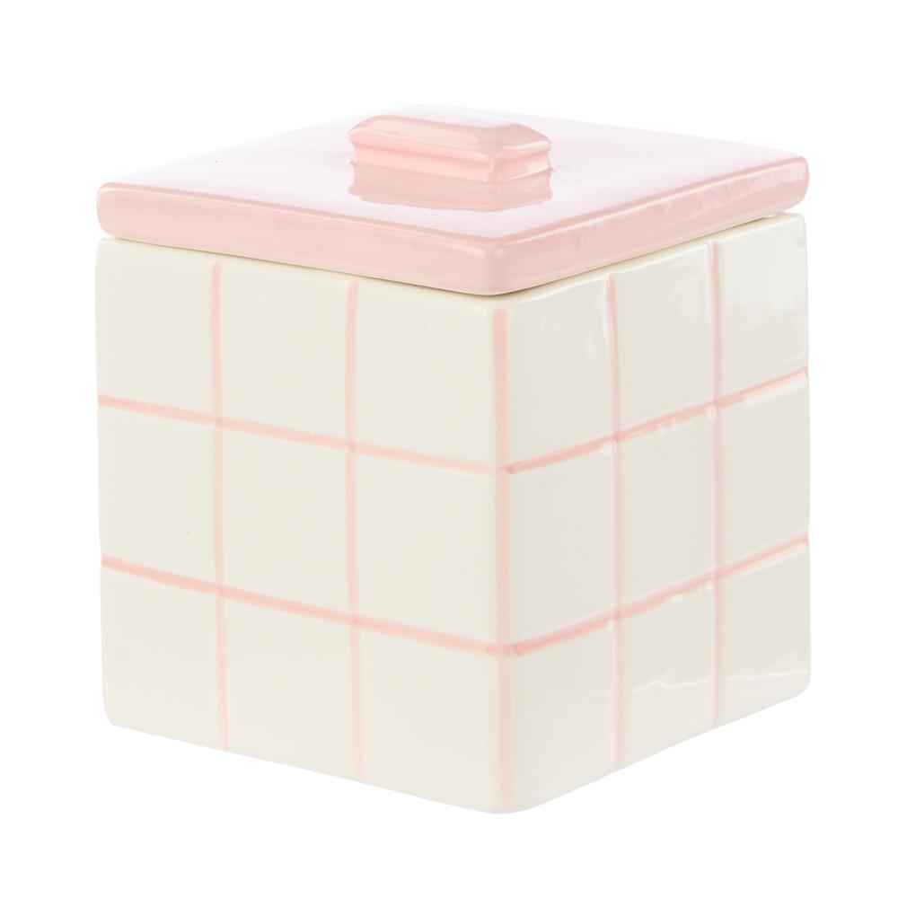 Emporium Lulu Collection Ceramic Box Pink Grid at House
