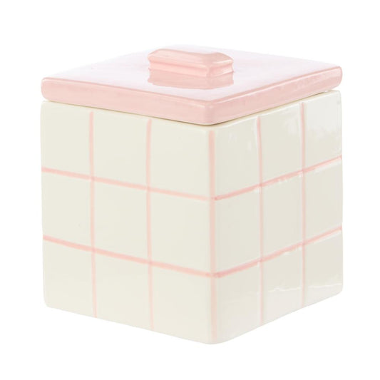 Emporium Lulu Collection Ceramic Box Pink Grid at House