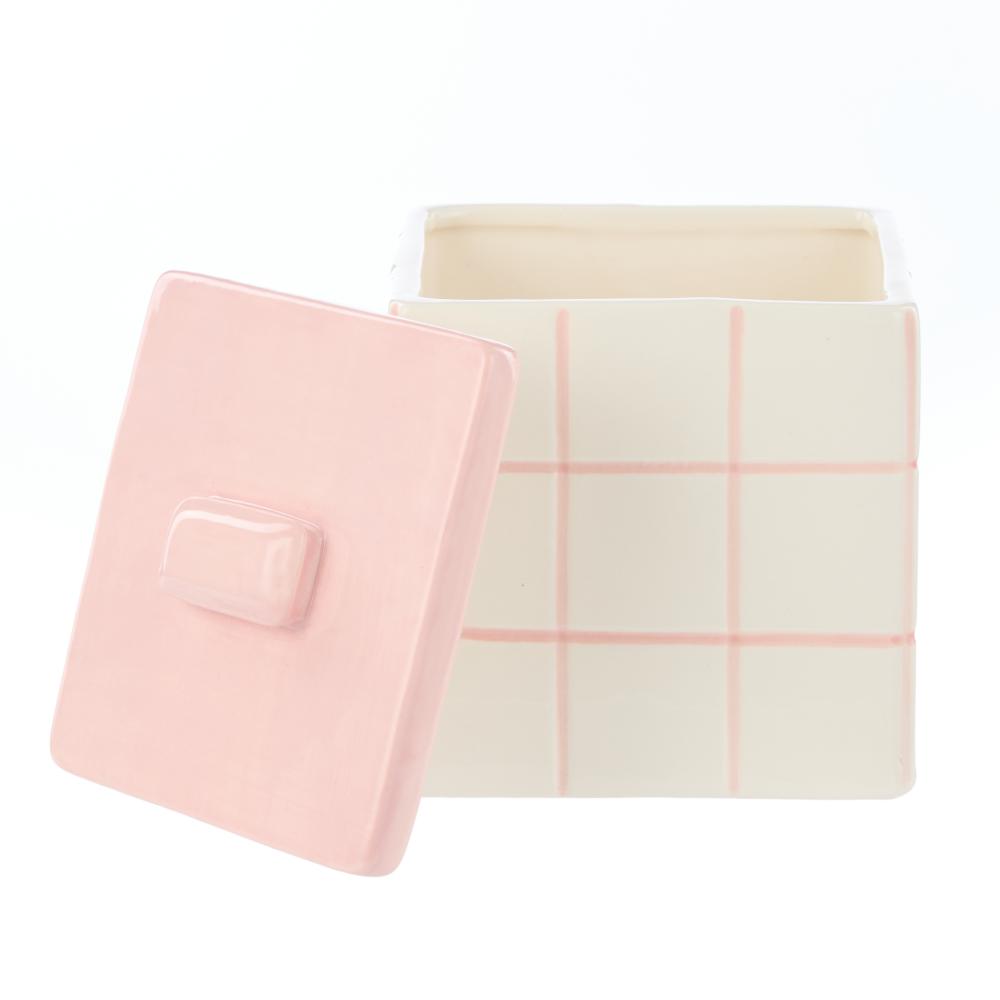 Emporium Lulu Collection Ceramic Box Pink Grid at House