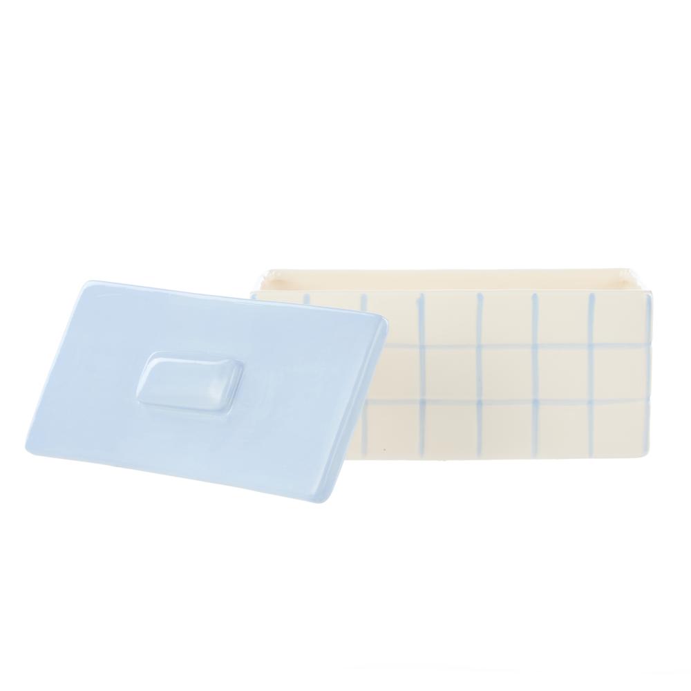 Emporium Lulu Collection Ceramic Box Blue Grid at House