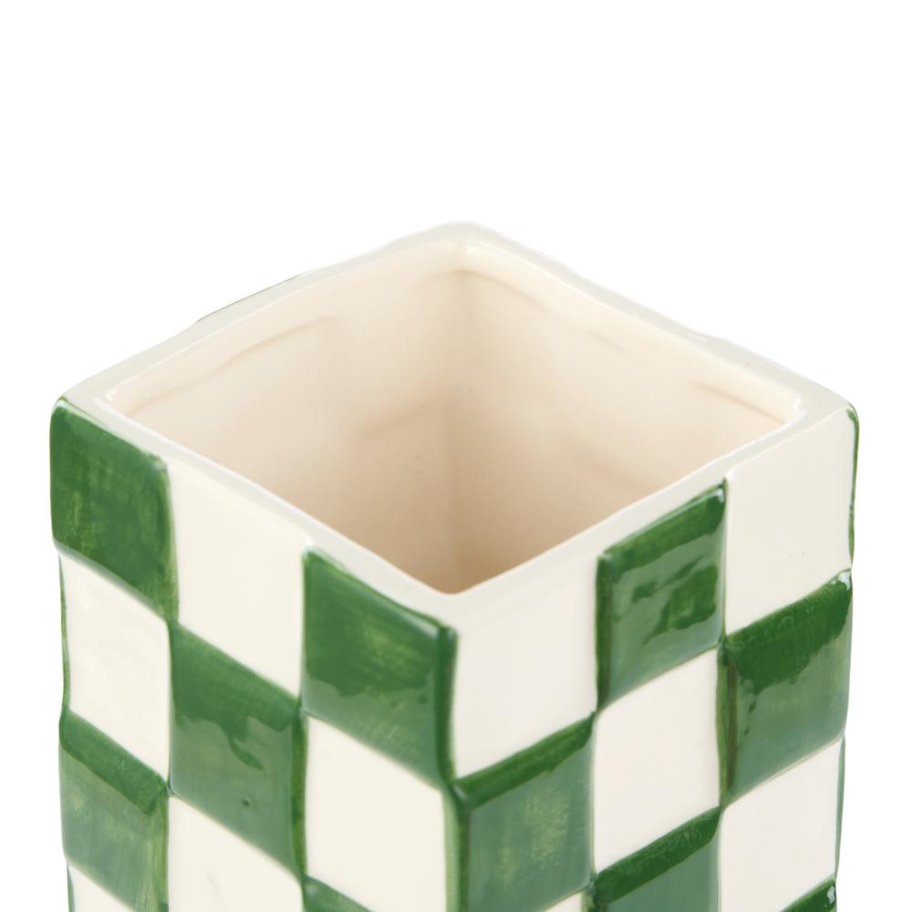 Emporium Lulu Collection Check Vase - Tall Check Green