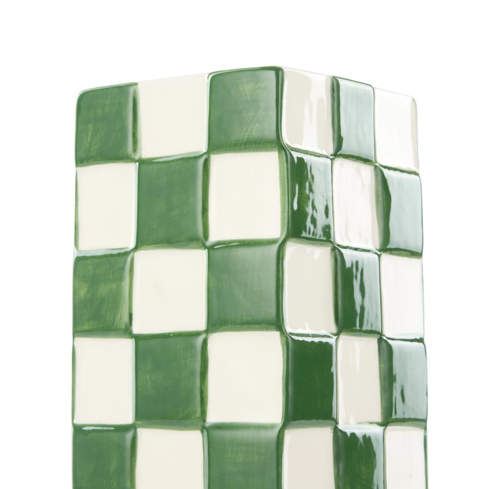 Emporium Lulu Collection Check Vase - Tall Check Green