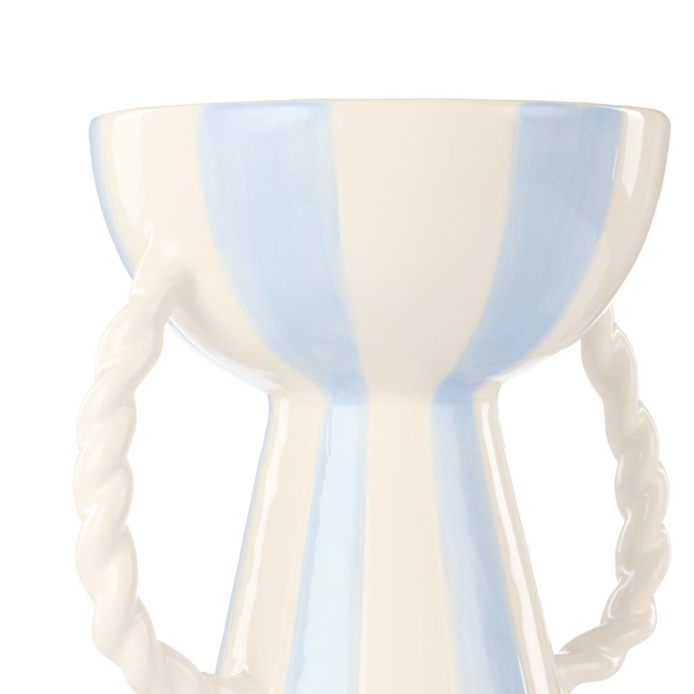 Emporium Lulu Collection Stripe Vase Light Blue with twisted handles - House
