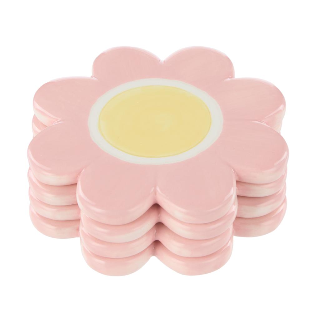 Emporium Set of 4 Posey Flower Coasters pink at House