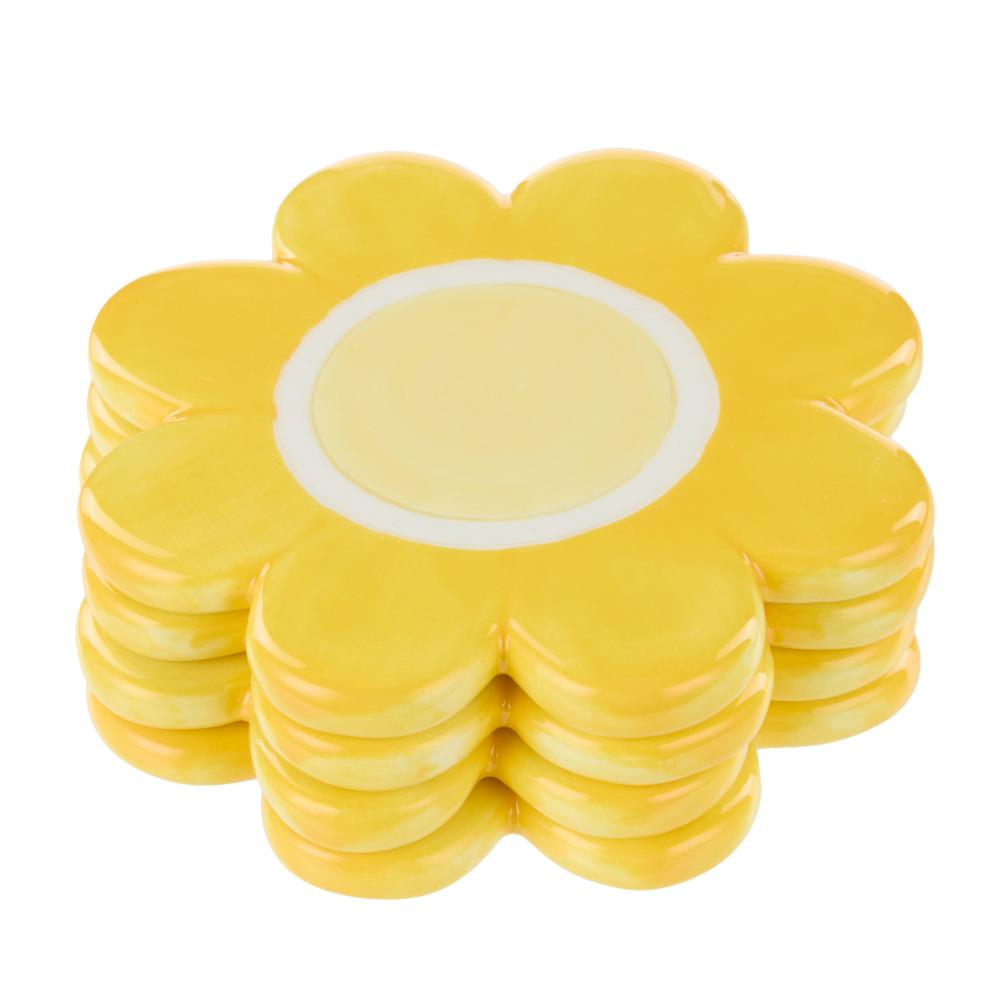 Emporium Set of 4 Posey Flower Coasters yellow at House