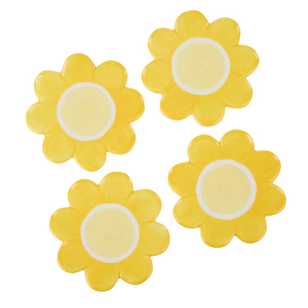 Emporium Set of 4 Posey Flower Coasters yellow at House