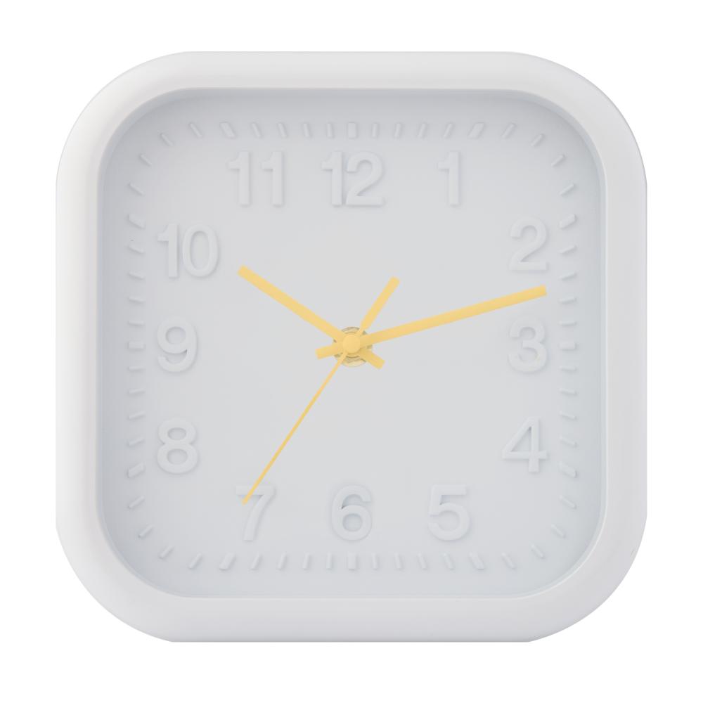 Emporium Nico Mini Wall Clock Square White with yellow dials at House