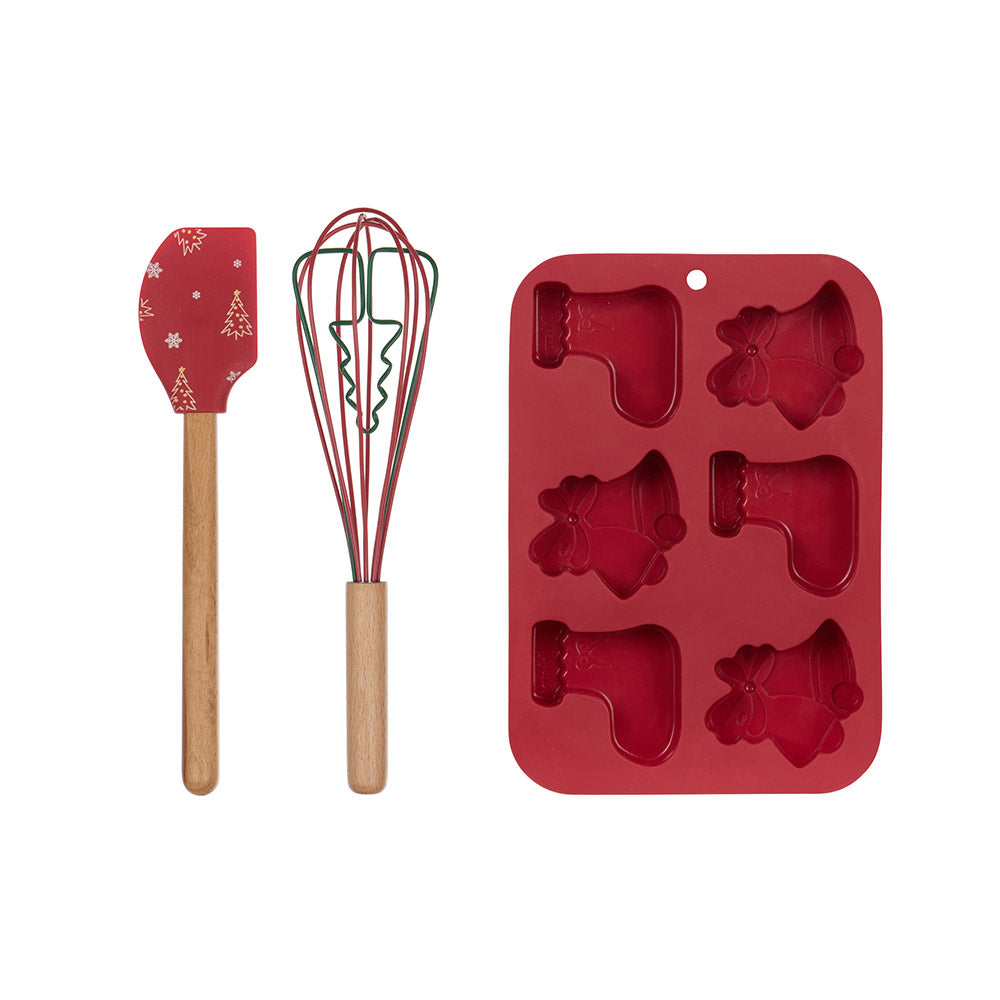 Davis & Waddell Christmas Cake Mould And Kitchen Utensils Gift Set - House