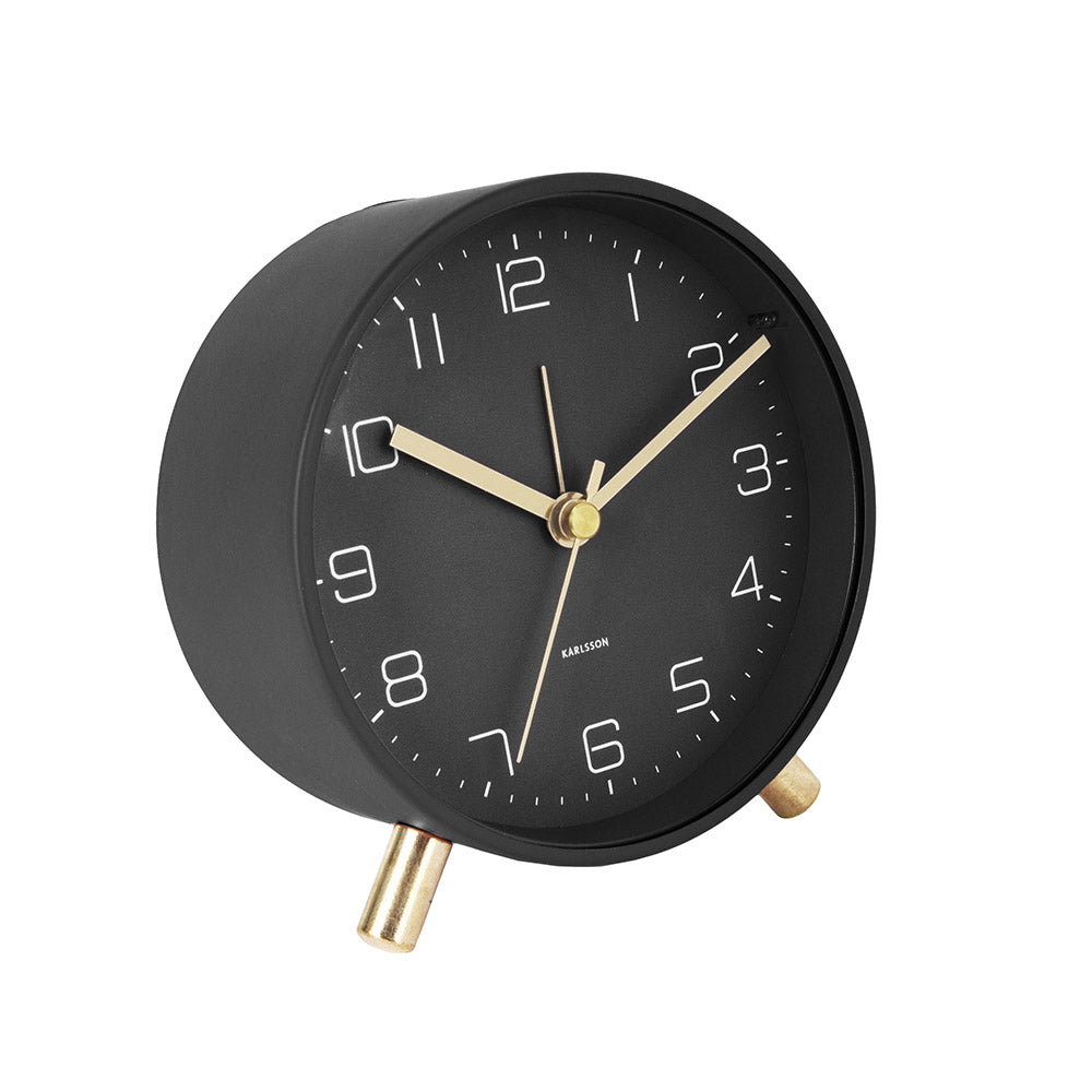 Karlsson Lofty Alarm Clock Black with gold detail at House