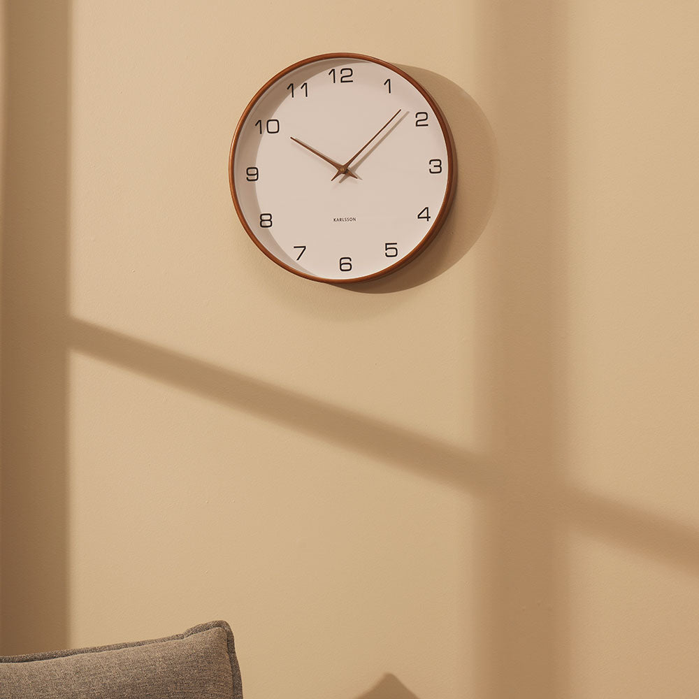 Karlsson Acento Wall Clock 40cm Sand brown hanging on a wall at House