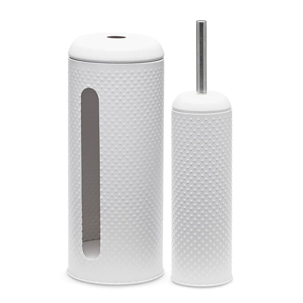 Salt & Pepper Spot Metal 2 Piece Toilet Brush & Roll Holder Set