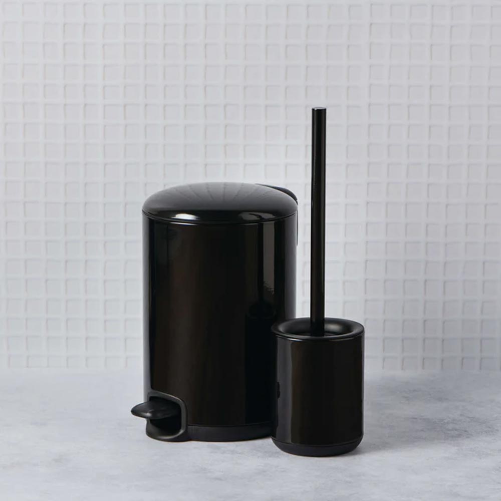 Salt & Pepper Logan Bathroom Bin & Toilet Brush Set – House