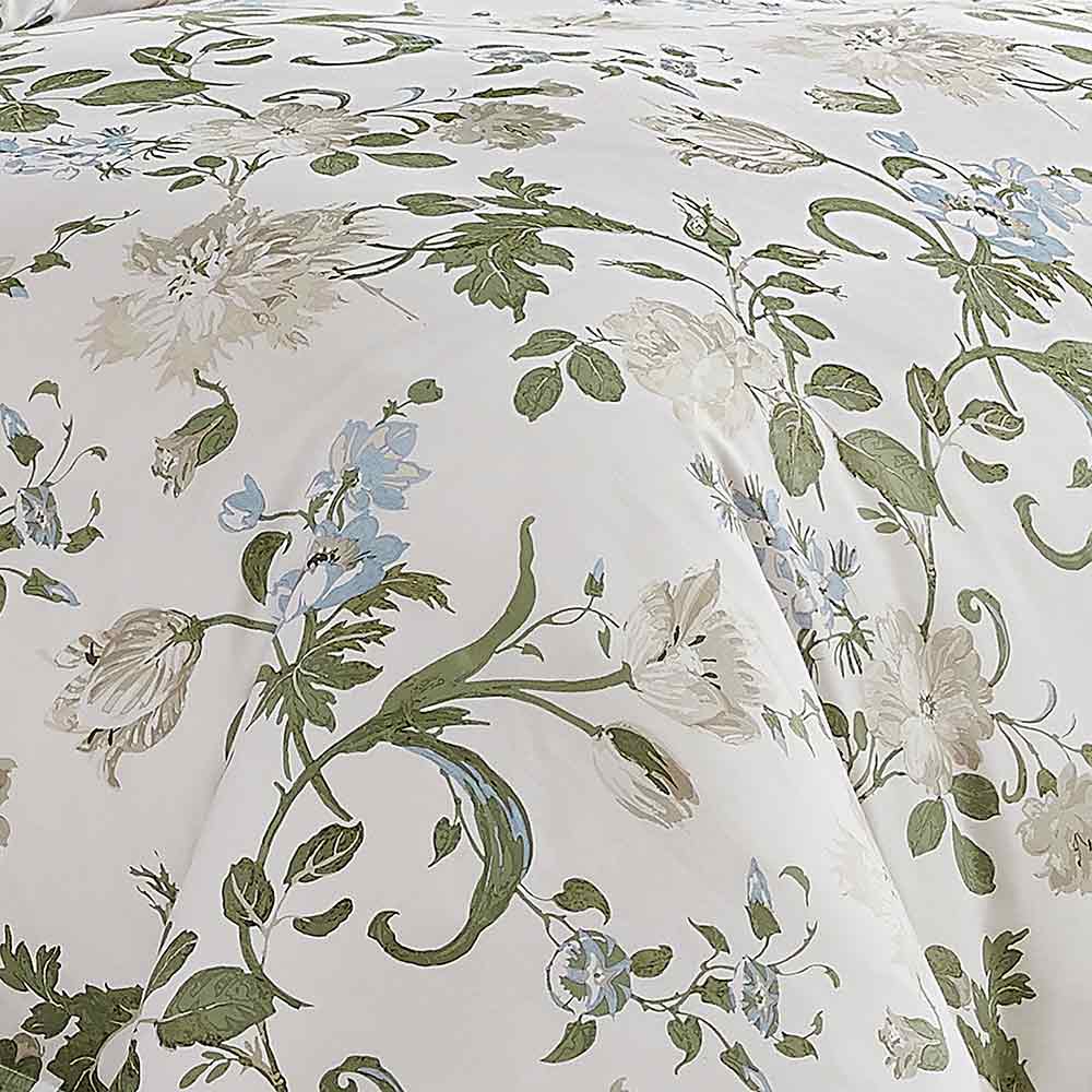 Laura Ashley Rosalind Seaspray Quilt Cover Set floral and stripe quilt cover at House