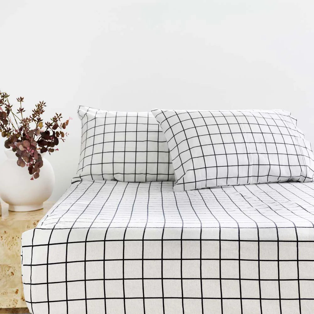 Bambury Grid Flannelette Fitted Sheet Set
