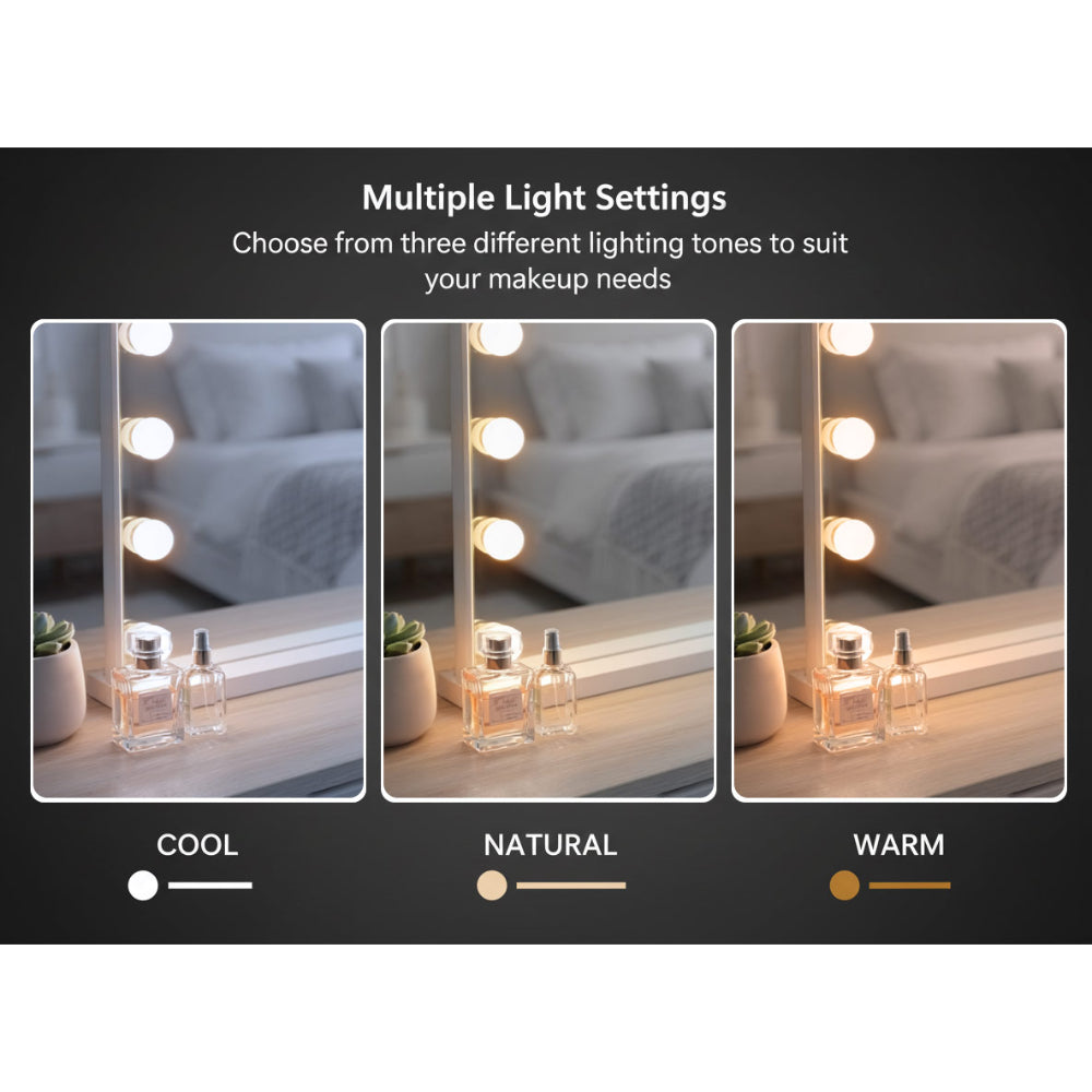 Lenoxx LED Beauty Mirror With 14 Bulbs White 50 x 42cm