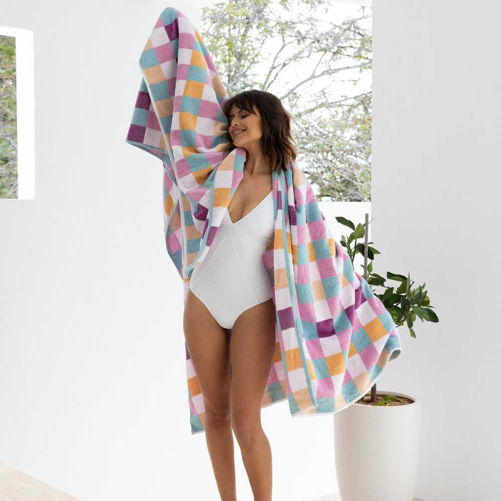 Bambury Jacquard Beach Blanket Sorbet Check