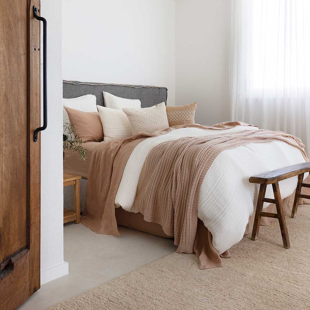 Bambury French Flax Linen Sheet Set Tea Rose - House