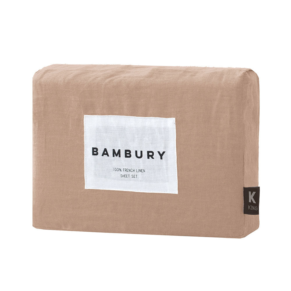 Bambury French Flax Linen Sheet Set Tea Rose - House