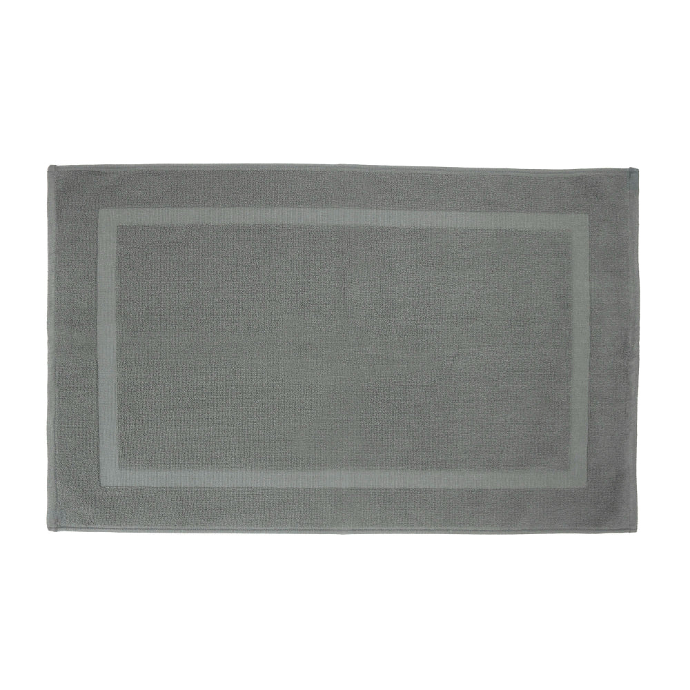 The Bambury Chateau Charcoal bath mat is pictured with a white background