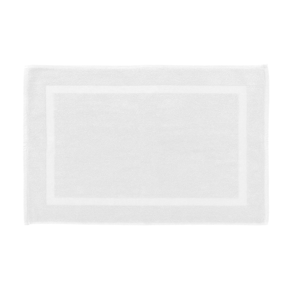 The Bambury Chateau White Bath Mat pictured with a white background.