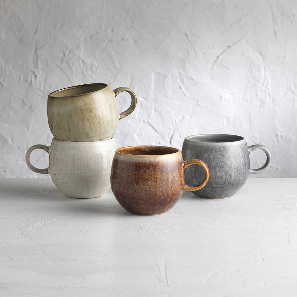 Ecology Linen Set of 4 Stoneware Mugs 330ml Assorted at House