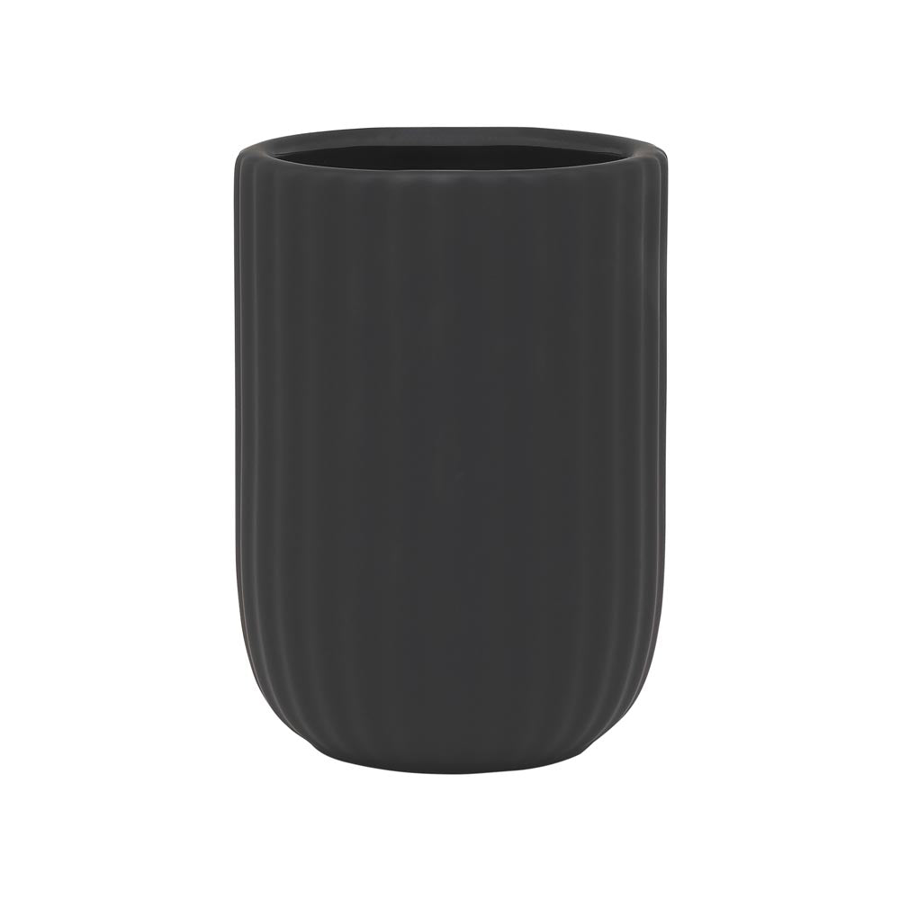 Black ribbed Toilet Brush Holder - House