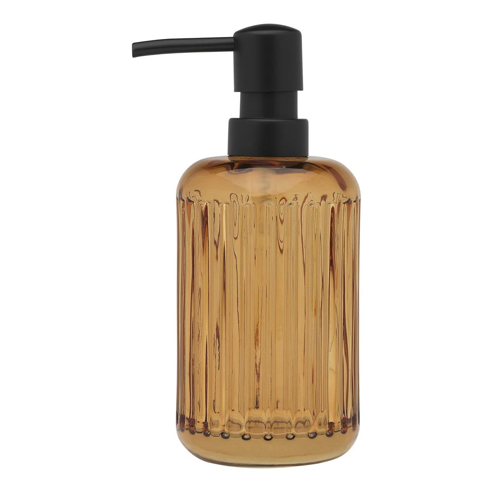 Porto Ellis Ribbed Glass Soap Dispenser Amber brown - House