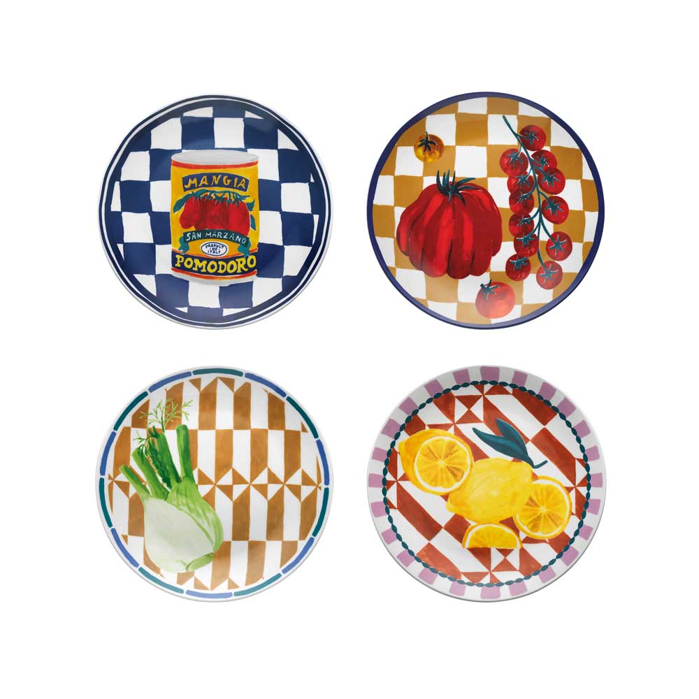 Porto Valentina 12 Piece Dinnerset Multicoloured with side plates at House