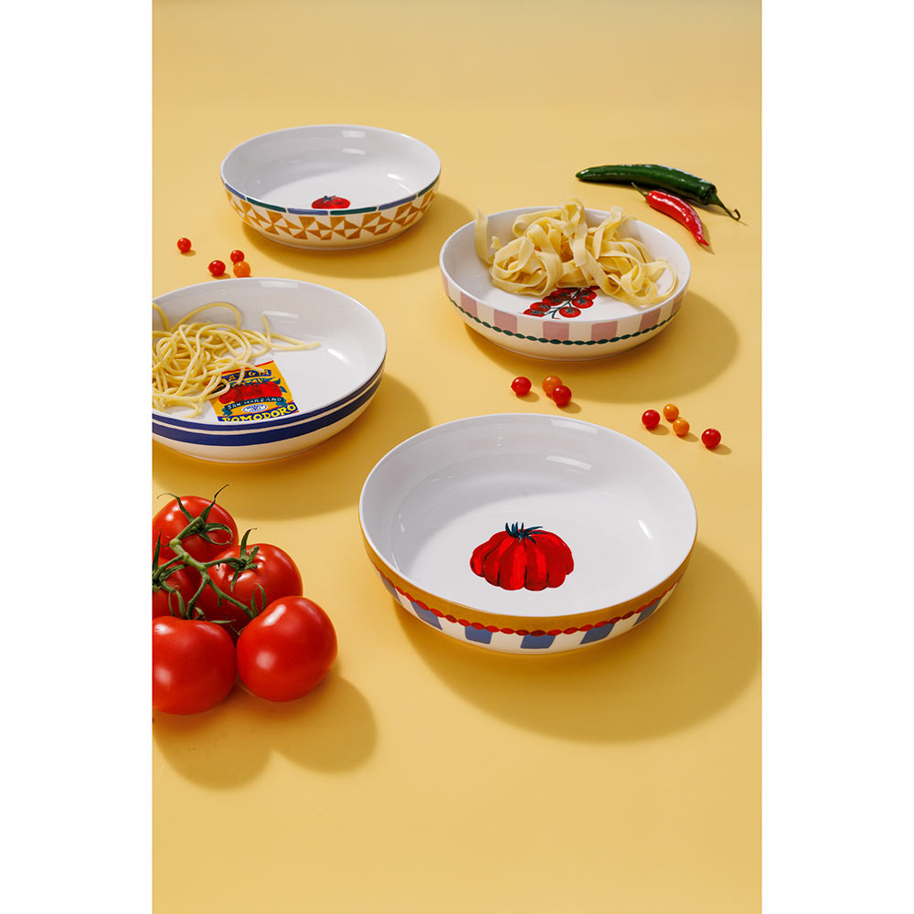 Porto Valentina Set of 4 Assorted Pasta Bowls 21.5cm Multi-coloured at House