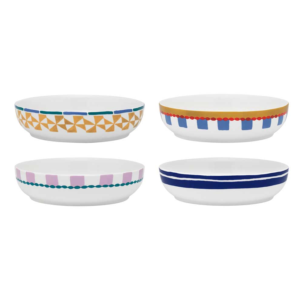 Porto Valentina Set of 4 Assorted Pasta Bowls 21.5cm Multi-coloured at House