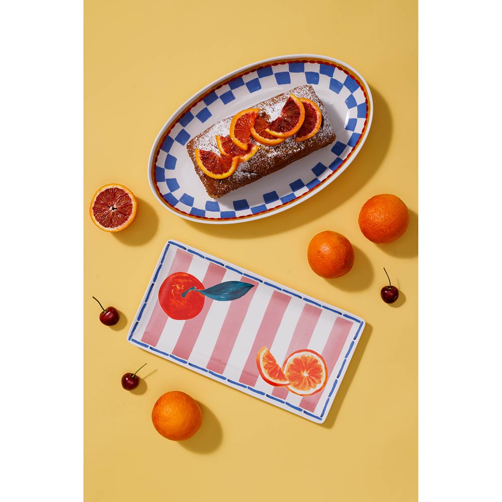 Porto Valentina Oval Serving Platter 32cm Cherry with orange cake at House