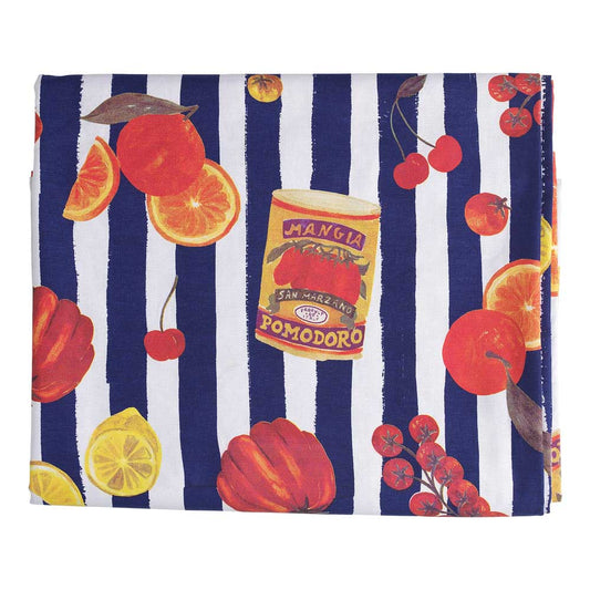 Porto Valentina Tablecloth 230 x 150cm Blue Stripe Tomato Medley at House