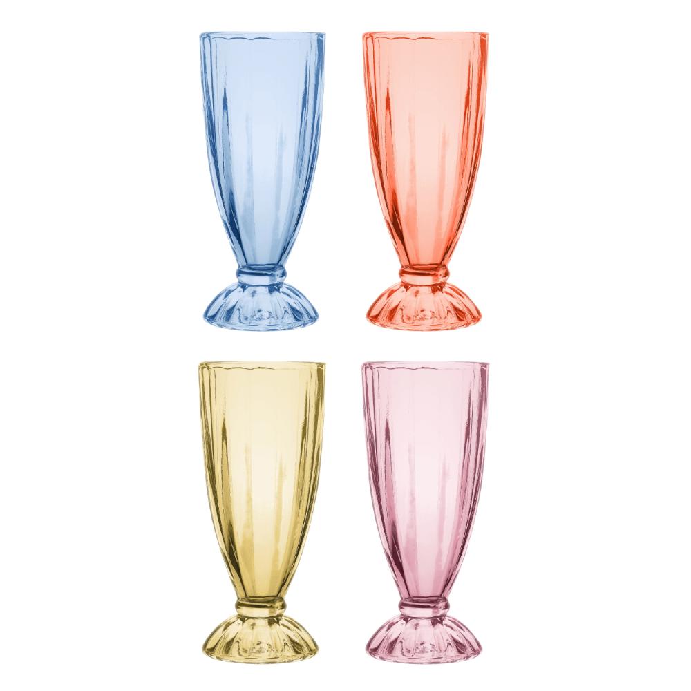 Porto Dessert Set of 4 Milkshake Glasses Assorted colours